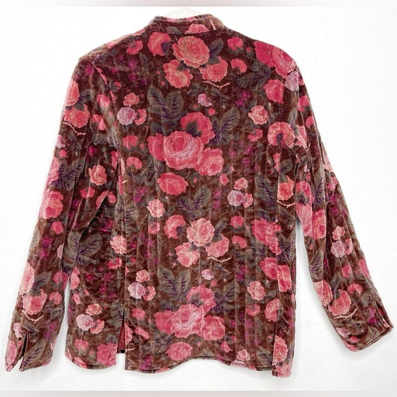 Vintage Sun’N Sand Velvet Floral Quilted Toggle Coat Pockets Roses Cottage Core - Picture 2 of 7